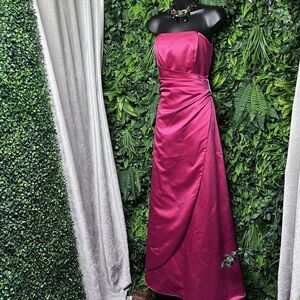 DAVIDS BRIDAL Dress Women‎ 6 Pink Strapless Satin Gown Formal Wedding 2565